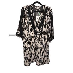 Cabi Dress Womens Medium Black X-Factor Faux Wrap Floral Geometric V-Neck NWT